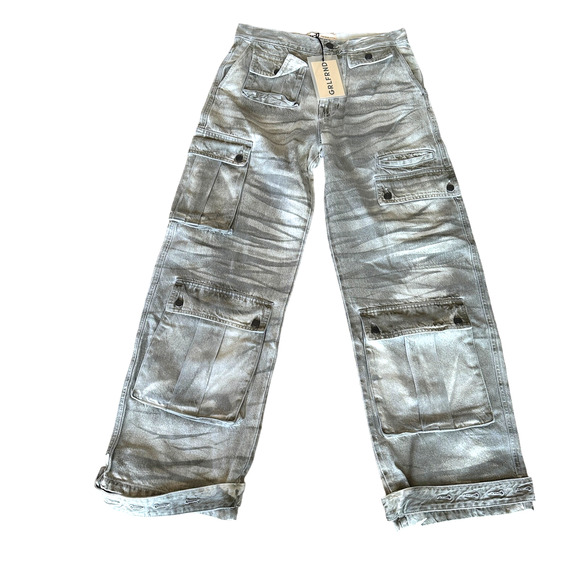 GRLFRND Lara Cargo Jean Desert Days SIZE 25 Camo Slouchy Low Rise Baggy $295 NEW - Picture 4 of 12
